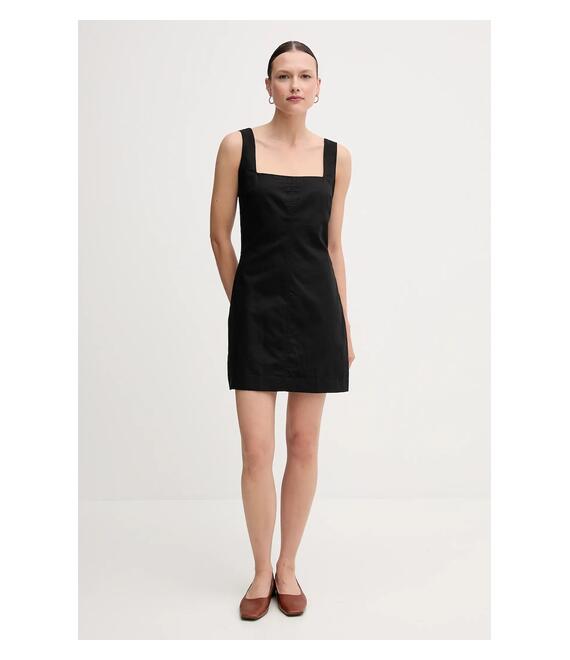 Φόρεμα από λινό μείγμα Calvin Klein Jeans χρώμα: μαύρο, J20J225277