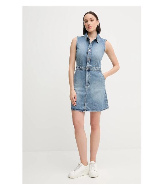 Φόρεμα τζιν Calvin Klein Jeans χρώμα: μπλε, LV047B074G