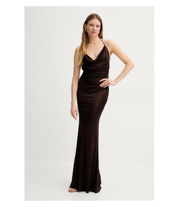 Φόρεμα Elisabetta Franchi χρώμα: καφέ, ABR0652E2