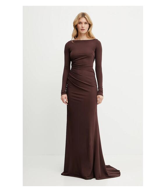 Φόρεμα Elisabetta Franchi χρώμα: καφέ, ABR1852E2