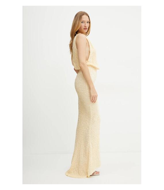 Βελούδινο φόρεμα Elisabetta Franchi χρώμα: κίτρινο, ABR5252E2