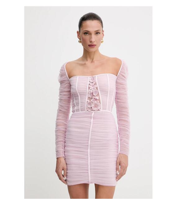 Φόρεμα Elisabetta Franchi χρώμα: ροζ, AB68352E2