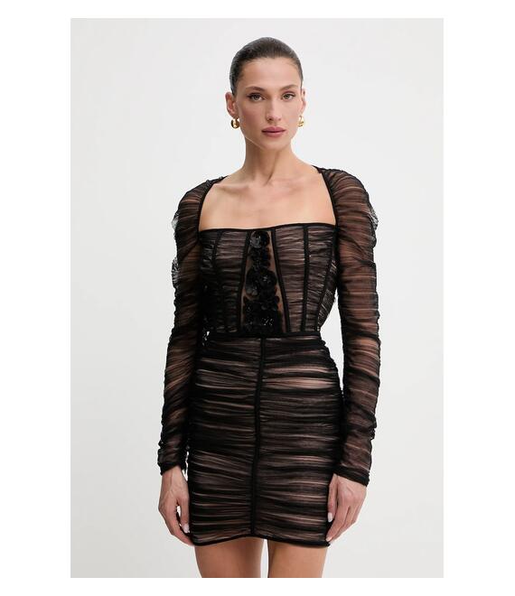 Φόρεμα Elisabetta Franchi χρώμα: μαύρο, AB68352E2