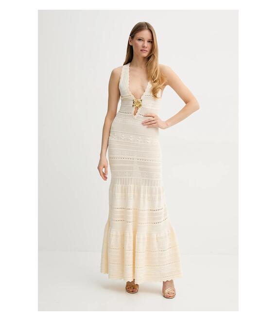Φόρεμα Elisabetta Franchi χρώμα: μπεζ, AM72S52E2