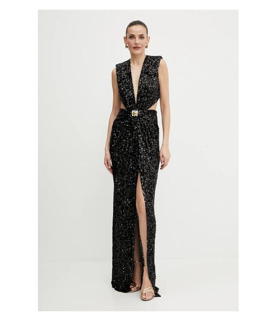 Φόρεμα Elisabetta Franchi χρώμα: μαύρο, ABR4852E2