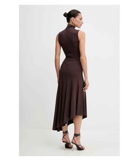 Φόρεμα Elisabetta Franchi χρώμα: καφέ, AB84252E2