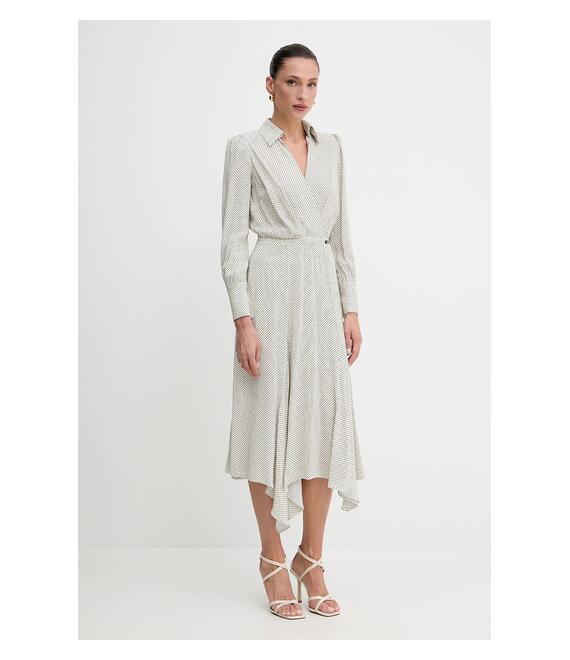 Φόρεμα Elisabetta Franchi χρώμα: μπεζ, AB86552E2