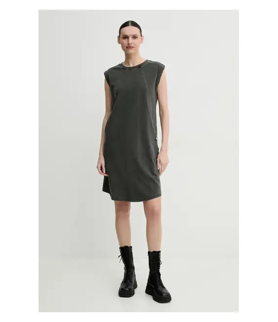 Βαμβακερό φόρεμα G-Star Raw χρώμα: γκρι, D26081-C756