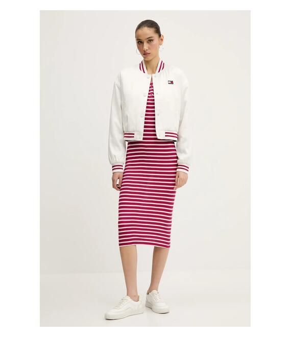 Βαμβακερό φόρεμα Tommy Jeans χρώμα: ροζ, DW0DW19477