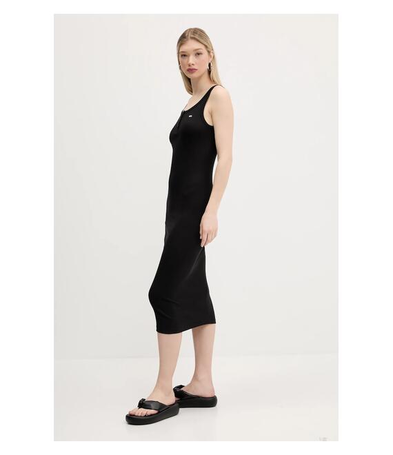 Βαμβακερό φόρεμα Tommy Jeans χρώμα: μαύρο, DW0DW19477