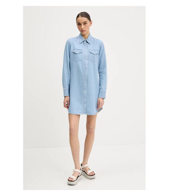 Φόρεμα τζιν Tommy Jeans χρώμα: μπλε, DW0DW20111