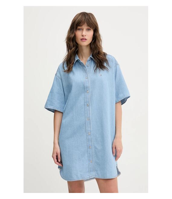 Φόρεμα τζιν Tommy Jeans χρώμα: μπλε, DW0DW20112