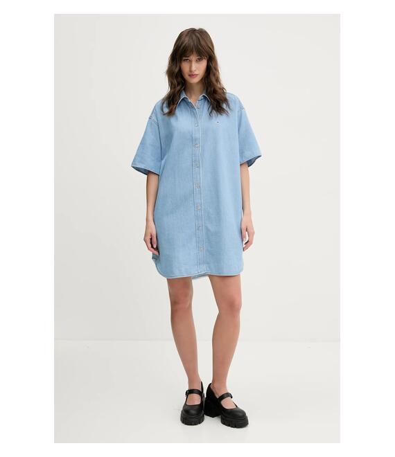 Φόρεμα τζιν Tommy Jeans χρώμα: μπλε, DW0DW20112