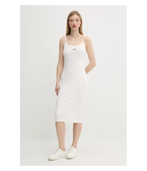 Φόρεμα Tommy Jeans χρώμα: μπεζ, DW0DW20330