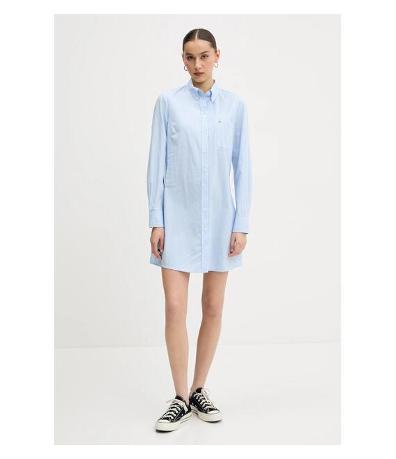Βαμβακερό φόρεμα Tommy Jeans χρώμα: μπλε, DW0DW20334