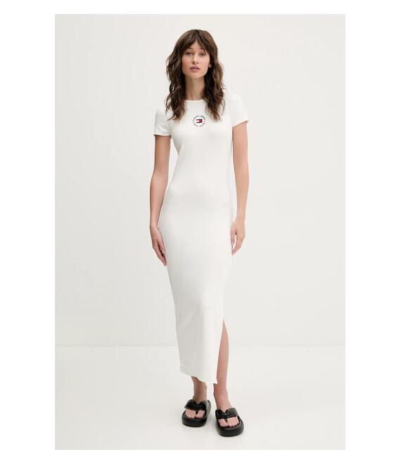 Φόρεμα Tommy Jeans χρώμα: άσπρο, DW0DW20384