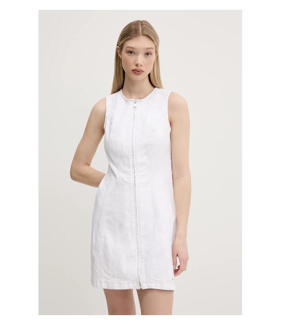 Φόρεμα τζιν Tommy Jeans χρώμα: άσπρο, DW0DW20420