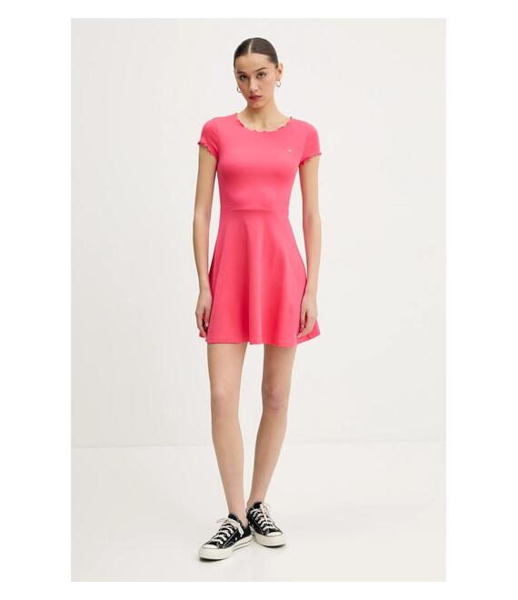 Φόρεμα Tommy Jeans χρώμα: ροζ, DW0DW20614