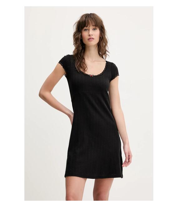 Βαμβακερό φόρεμα Tommy Jeans χρώμα: μαύρο, DW0DW20616