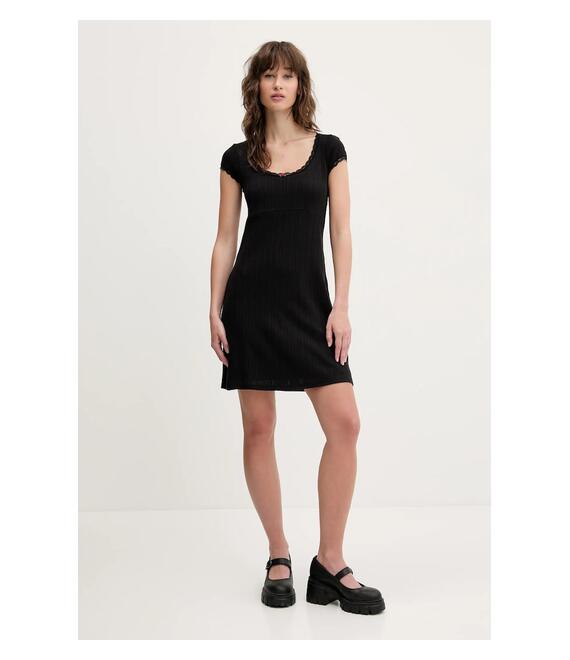 Βαμβακερό φόρεμα Tommy Jeans χρώμα: μαύρο, DW0DW20616