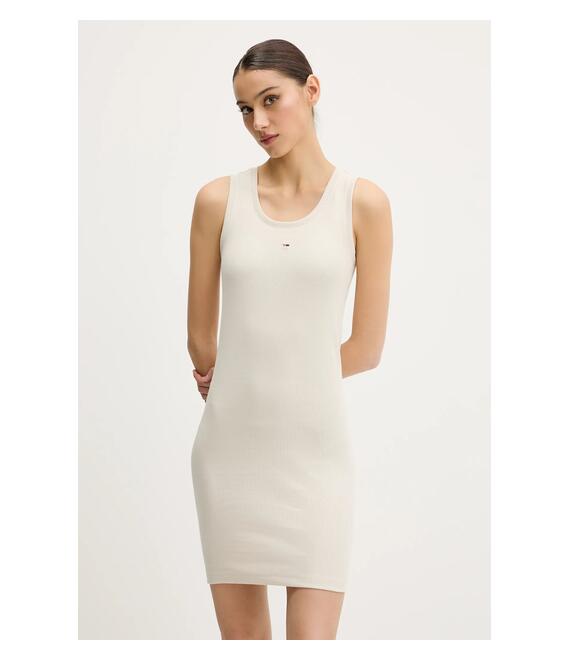 Φόρεμα Tommy Jeans χρώμα: μπεζ, DW0DW20674