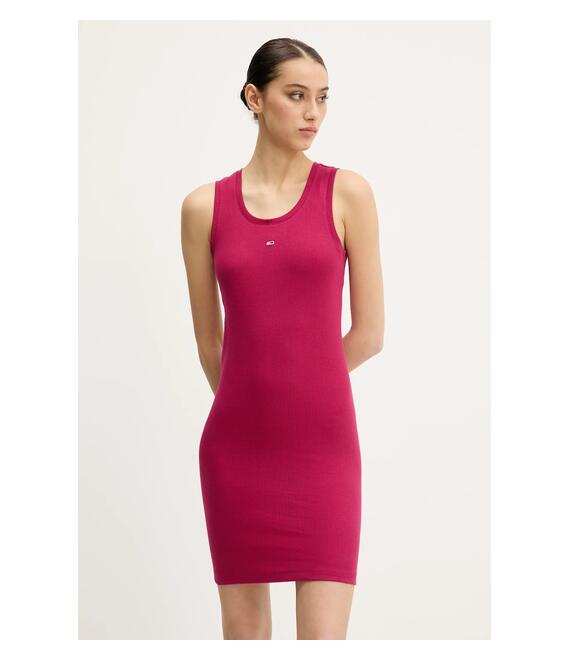 Φόρεμα Tommy Jeans χρώμα: ροζ, DW0DW20674