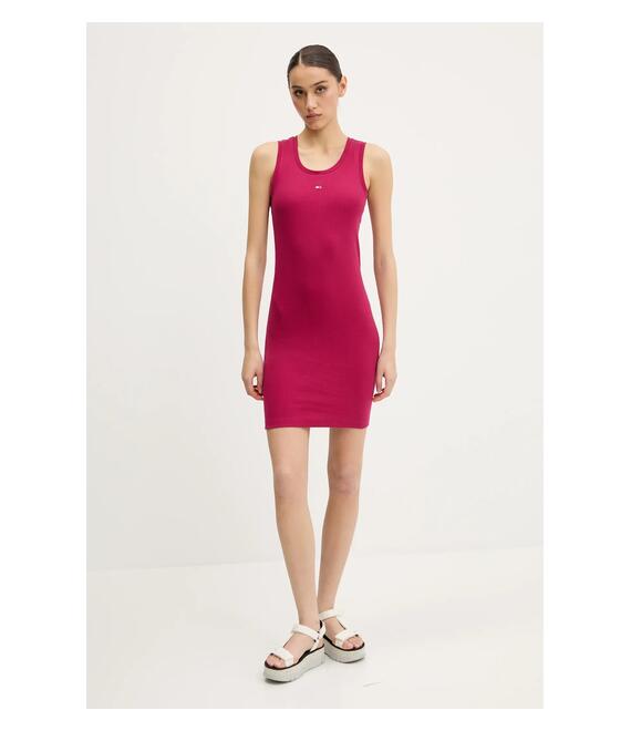 Φόρεμα Tommy Jeans χρώμα: ροζ, DW0DW20674