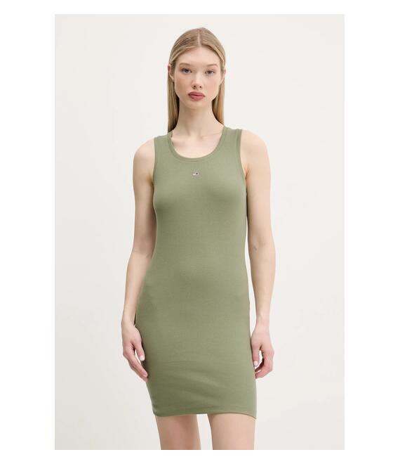 Φόρεμα Tommy Jeans χρώμα: πράσινο, DW0DW20674