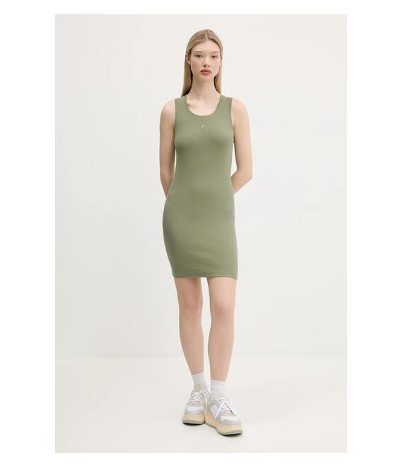 Φόρεμα Tommy Jeans χρώμα: πράσινο, DW0DW20674