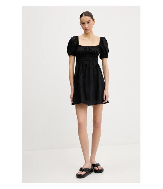 Βαμβακερό φόρεμα Tommy Jeans χρώμα: μαύρο, DW0DW21334