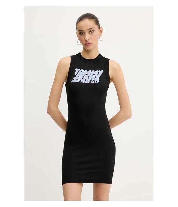 Φόρεμα Tommy Jeans χρώμα: μαύρο, DW0DW21351