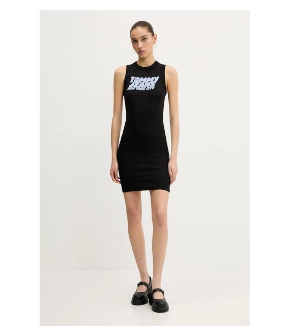 Φόρεμα Tommy Jeans χρώμα: μαύρο, DW0DW21351