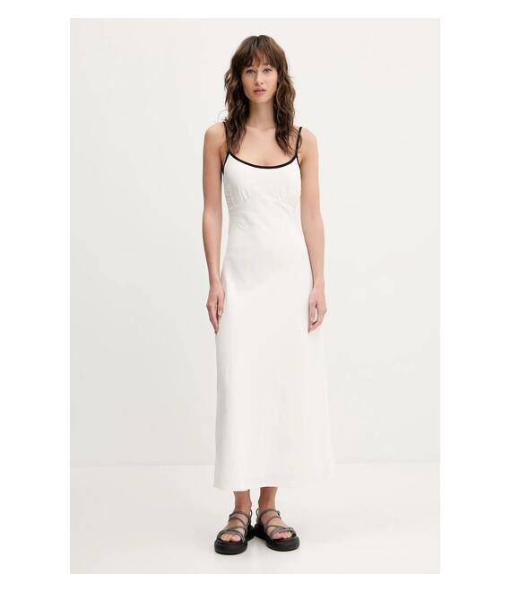 Λινό φόρεμα Hollister Co. χρώμα: μπεζ, KI359-5049