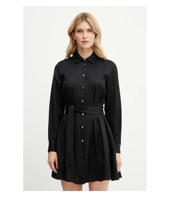 Φόρεμα από λινό μείγμα Marciano Guess GRETA χρώμα: μαύρο, 5GGK36 7316A