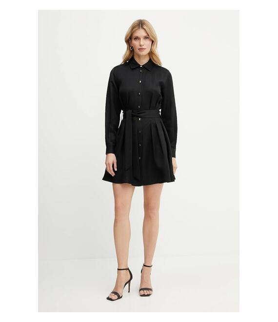 Φόρεμα από λινό μείγμα Marciano Guess GRETA χρώμα: μαύρο, 5GGK36 7316A
