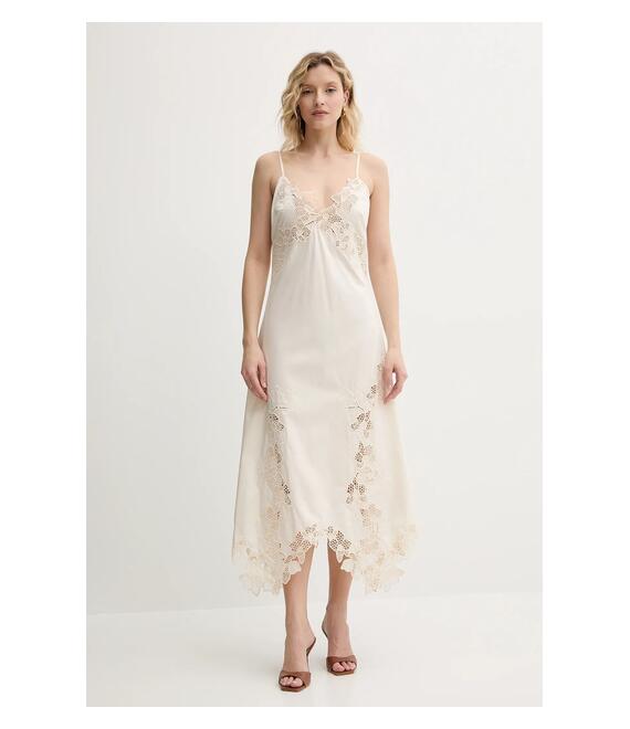 Βαμβακερό φόρεμα Marciano Guess BROOKE χρώμα: μπεζ, 5GGK33 7313A