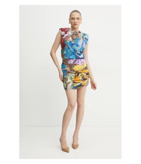 Φόρεμα Just Cavalli χρώμα: μπλε, 78PAOE01 CJ110