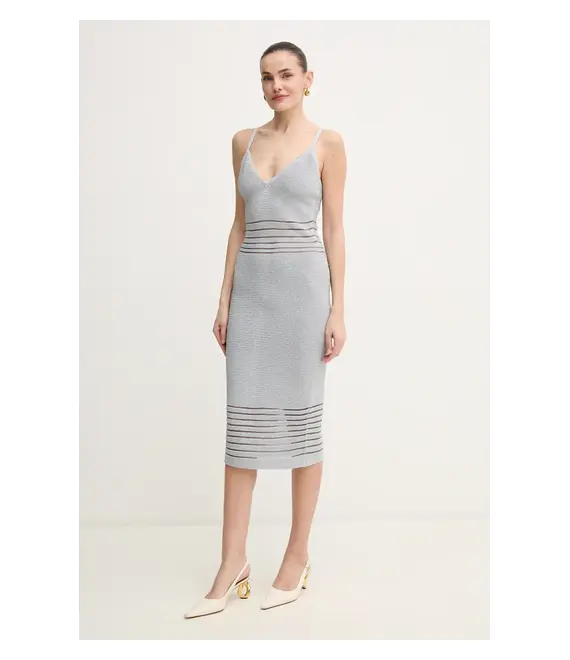 Φόρεμα Herve Leger Elsa χρώμα: ασημί, MOS8513267