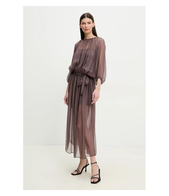Μεταξωτό φόρεμα ISABELLE BLANCHE χρώμα: καφέ, IS25SS-A033-T024