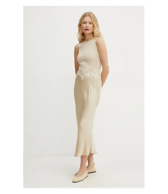 Φόρεμα Ermanno Scervino χρώμα: μπεζ, 56TQ008EL0