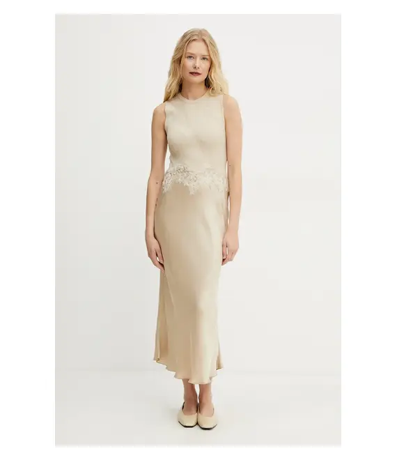 Φόρεμα Ermanno Scervino χρώμα: μπεζ, 56TQ008EL0