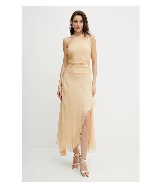 Μεταξωτό φόρεμα Victoria Beckham χρώμα: μπεζ, 1225WDR006487C