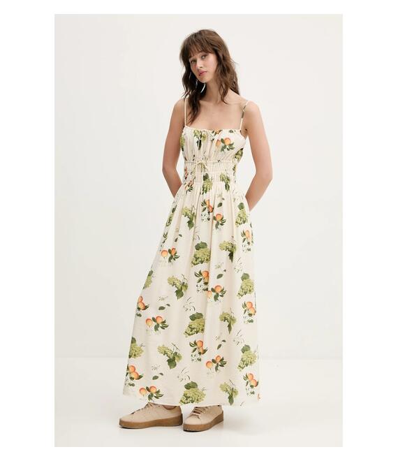 Φόρεμα Abercrombie & Fitch χρώμα: μπεζ, KI159-5571