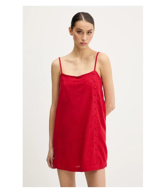 Λινό φόρεμα Abercrombie & Fitch χρώμα: κόκκινο, KI159-5573