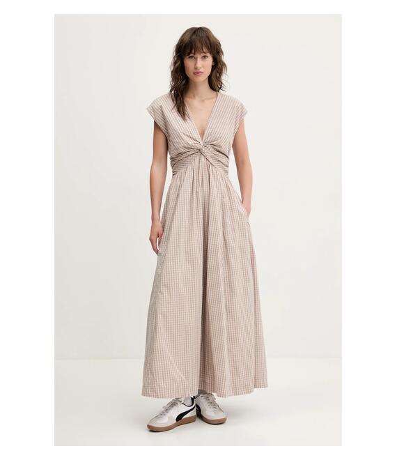 Φόρεμα Abercrombie & Fitch χρώμα: μπεζ, KI159-5581