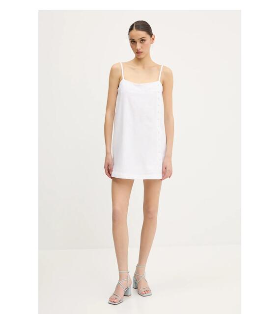 Λινό φόρεμα Abercrombie & Fitch χρώμα: μπεζ, KI159-5696