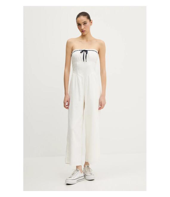 Λινό ολόσωμο Hollister Co. χρώμα: μπεζ, KI359-5044