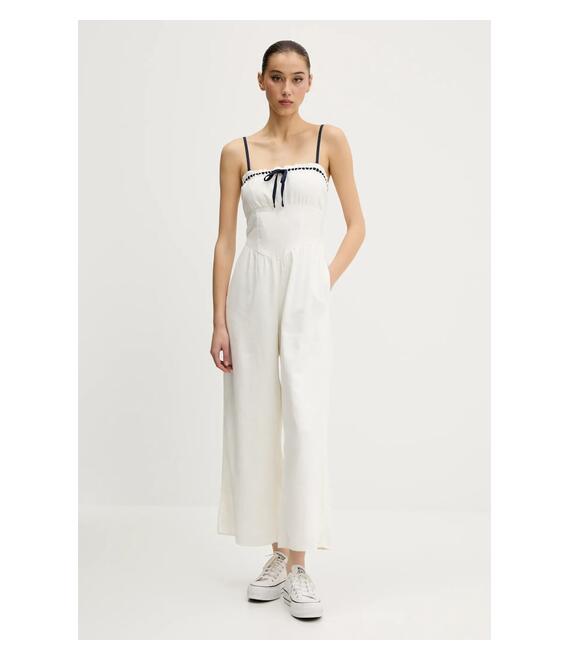 Λινό ολόσωμο Hollister Co. χρώμα: μπεζ, KI359-5044