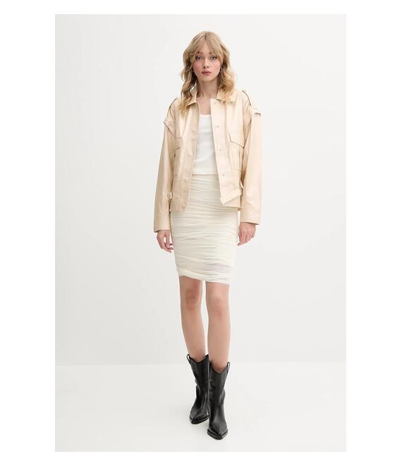 Φούστα MM6 Maison Margiela χρώμα: μπεζ, S62DA0037
