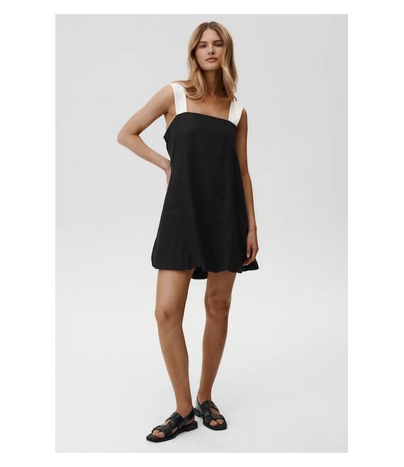 Λινό φόρεμα Undress Code Daisy Dress χρώμα: μαύρο, 897